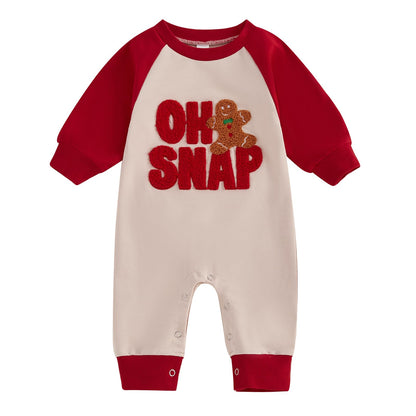 Baby Halloween Pumpkin Patch Romper - Long Sleeve Fall Winter Jumpsuit Red Snap Christmas