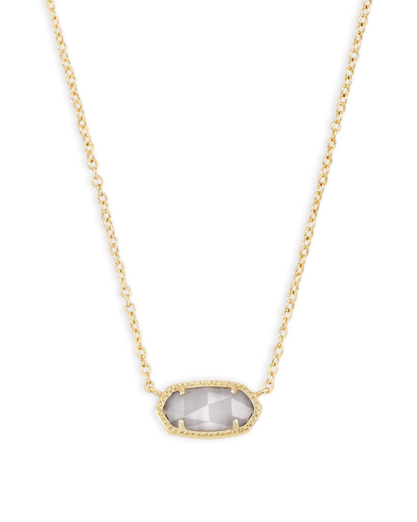 Kendra Scott Elisa Pendant Necklace - 14k Gold Plated Delicate Fashion Jewelry for Women GOLD - SLATE CATS EYE