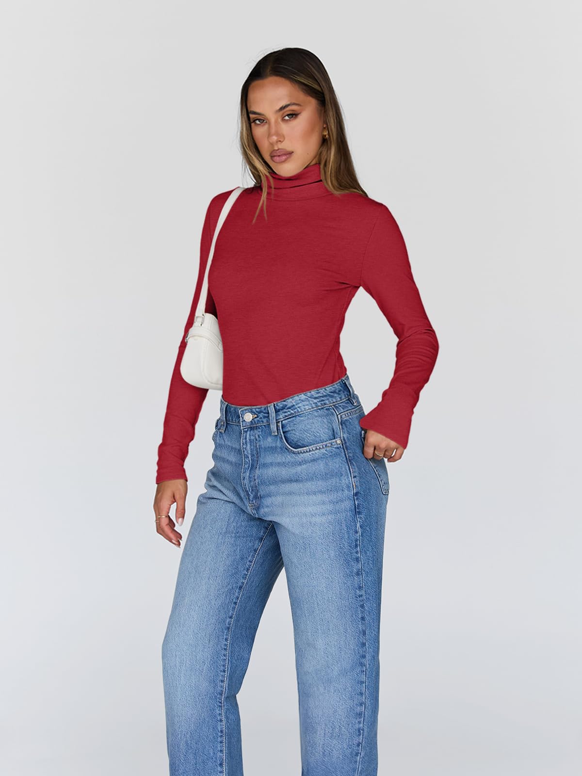 Women's Turtleneck Long Sleeve Shirts - Basic Thermal Underwear Tops