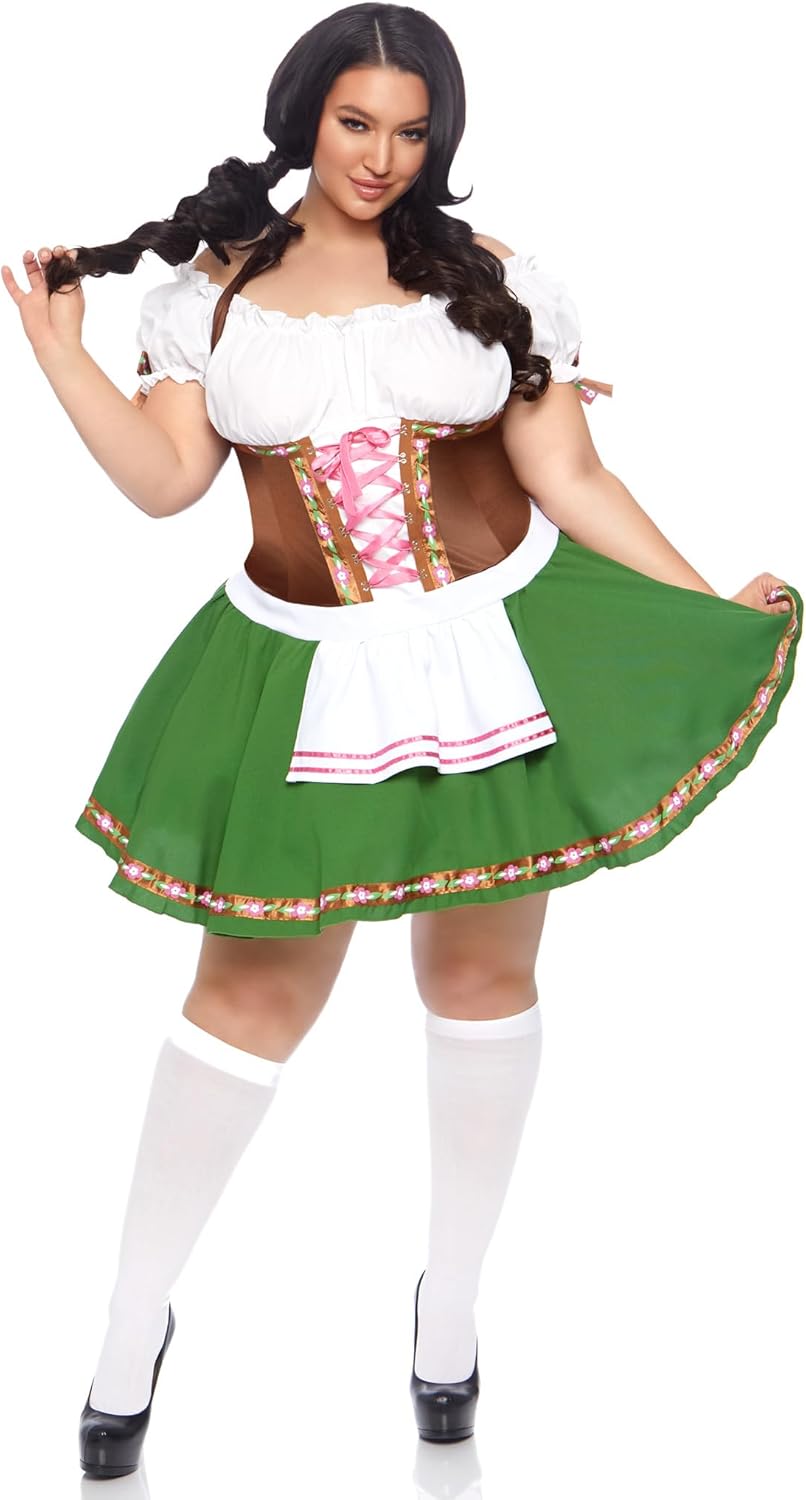 Gretchen Oktoberfest Costume - Women's Dirndl Dress with Stockings Women's Plus