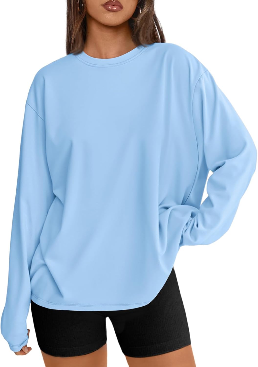 Women's Oversized Long Sleeve T-Shirt Casual Crewneck Basic Tee
