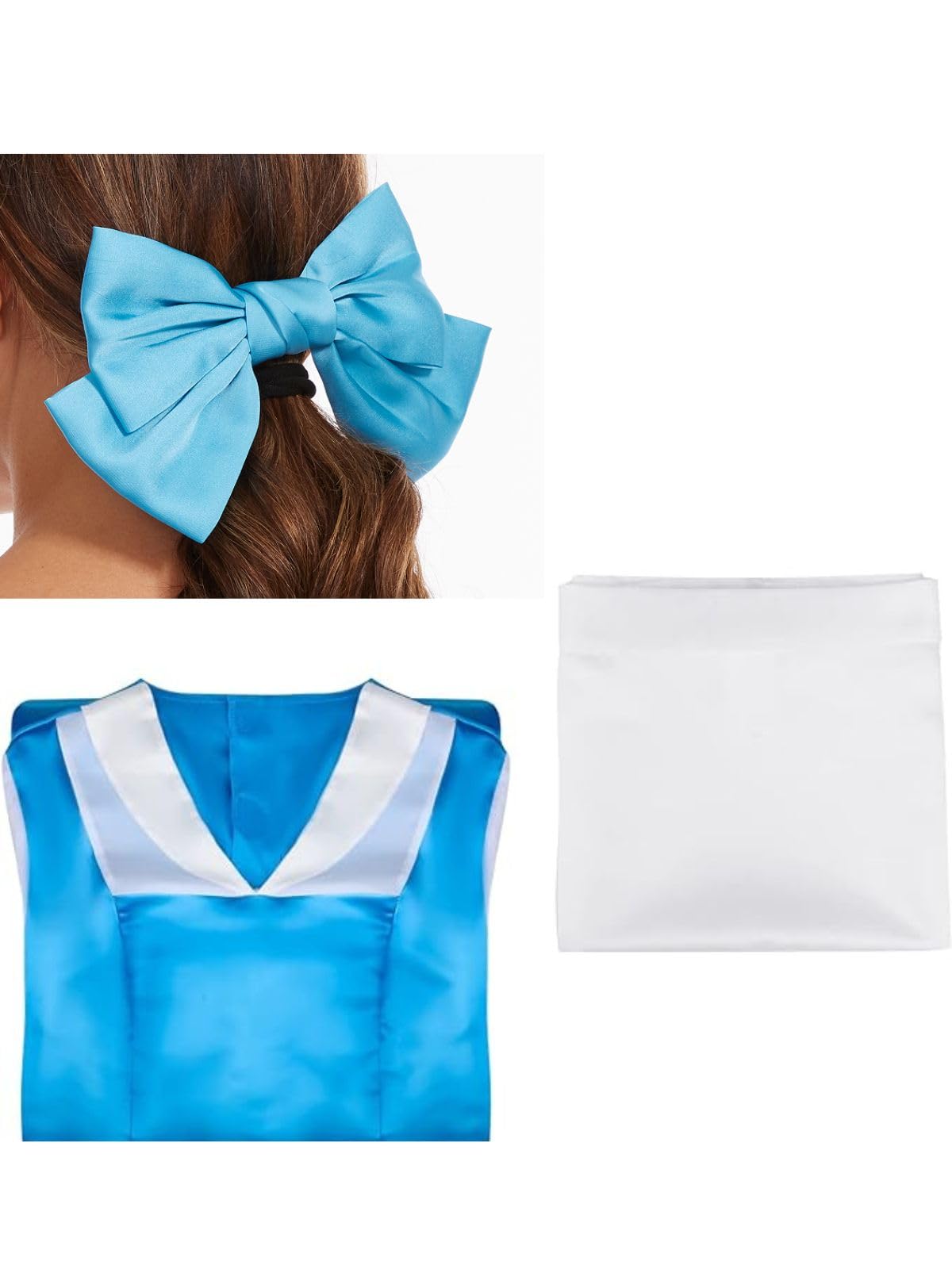 Women's Belle Costume - Blue Maid Dress with Apron and Hair Bow