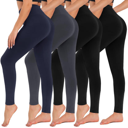 4 Pack High Waisted Leggings for Women - Tummy Control Yoga Pants Workout Set