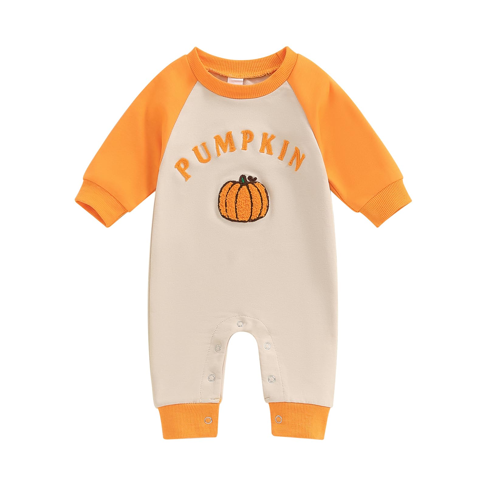 Baby Halloween Pumpkin Patch Romper - Long Sleeve Fall Winter Jumpsuit