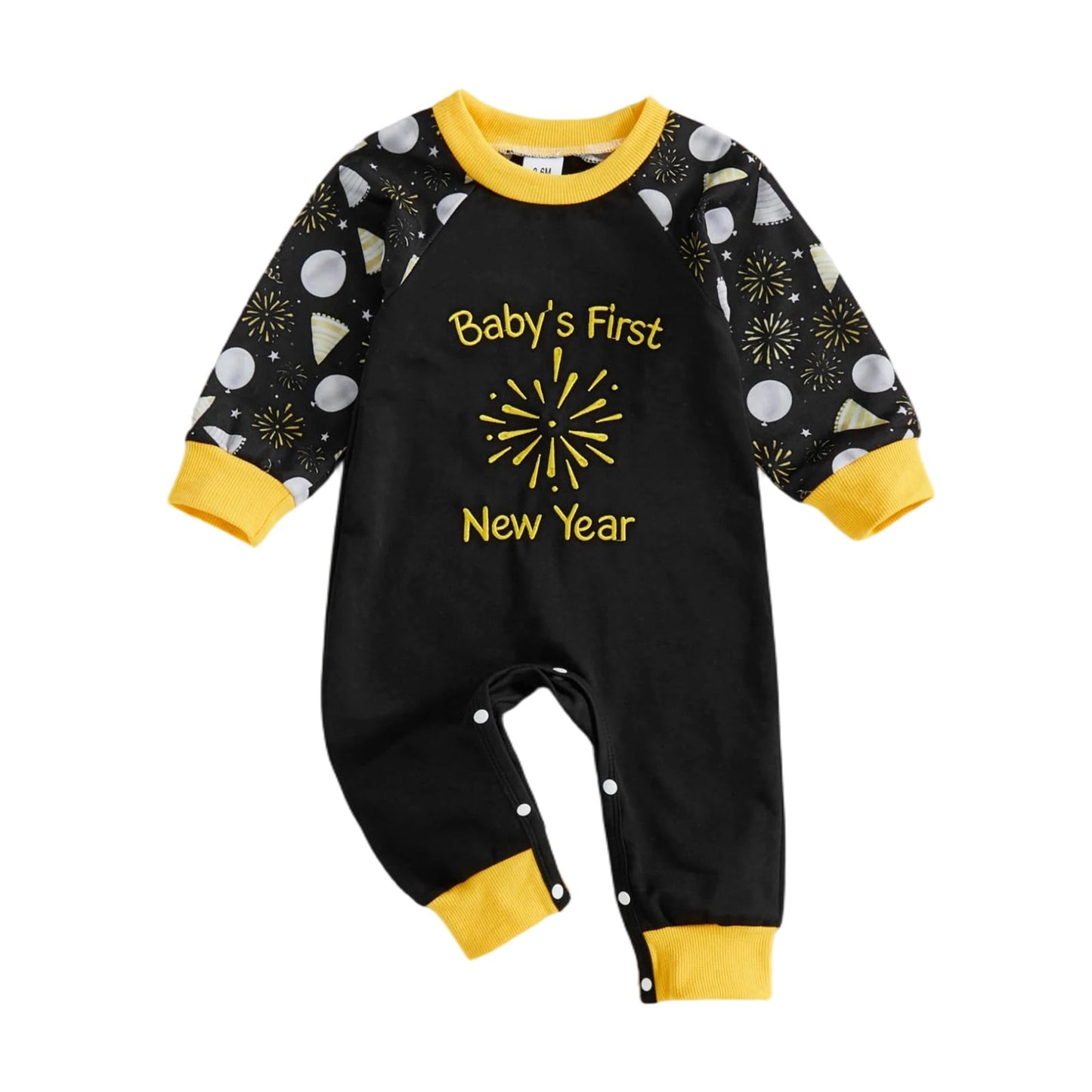 Baby Halloween Pumpkin Patch Romper - Long Sleeve Fall Winter Jumpsuit Baby's First New Year-black New Years
