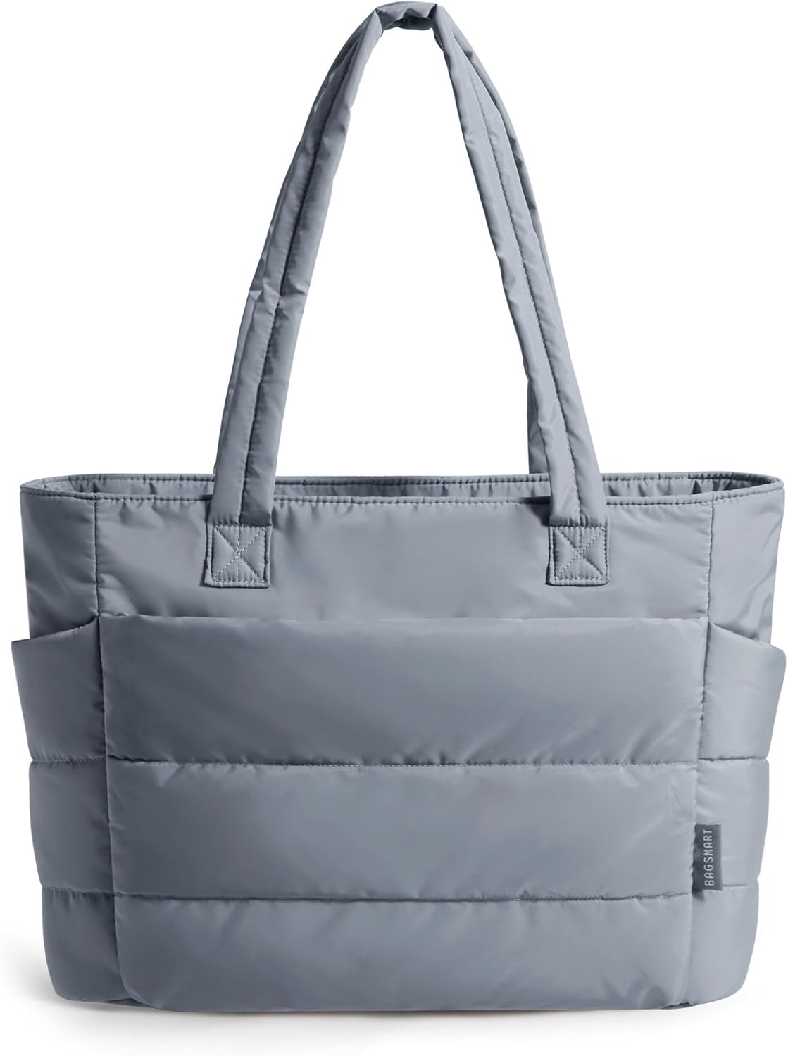 Women's Quilted Tote Bag Lightweight Puffy Shoulder Bag with Compartments I-dark Grey-standard Size Standard Size