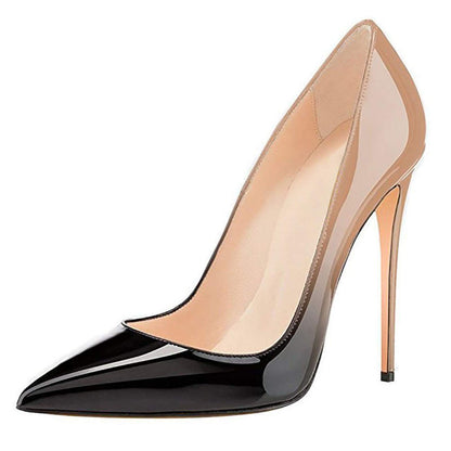 Women's Pointed Toe High Heels 4.72 Inch Stiletto Pumps 12cm Nude Black