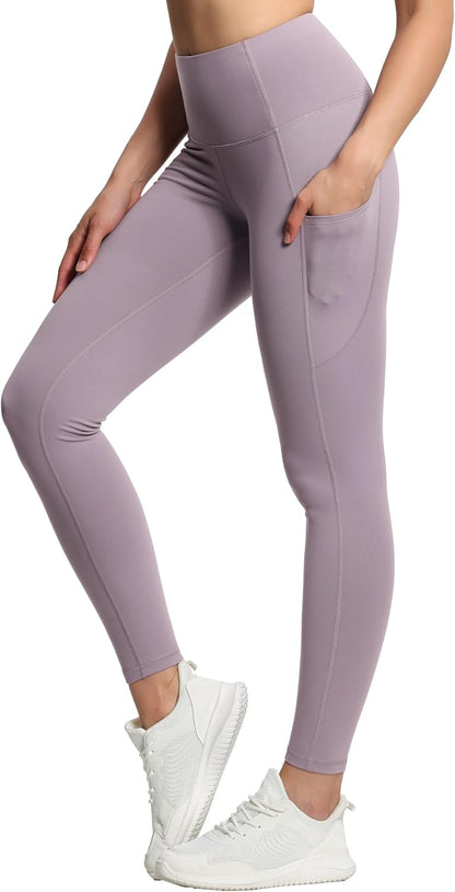 Women's High Waisted Yoga Leggings with Pockets - Thick Tummy Control Workout Pants