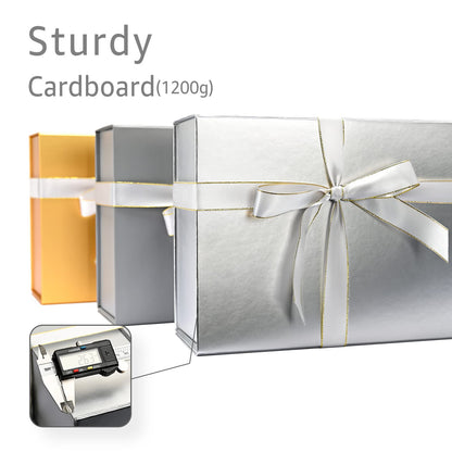 Gift Boxes with Lids 2 Pack - Magnetic Closure with Ribbon, Card, Filler & Sticker