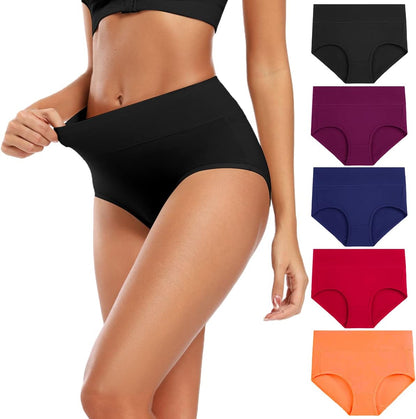 Women's High Waisted Cotton Underwear Full Coverage Panties Plus Size