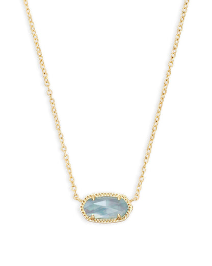 Kendra Scott Elisa Pendant Necklace - 14k Gold Plated Delicate Fashion Jewelry for Women March Gold Light Blue Illusion