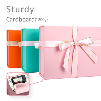 Gift Boxes with Lids 2 Pack - Magnetic Closure with Ribbon, Card, Filler & Sticker