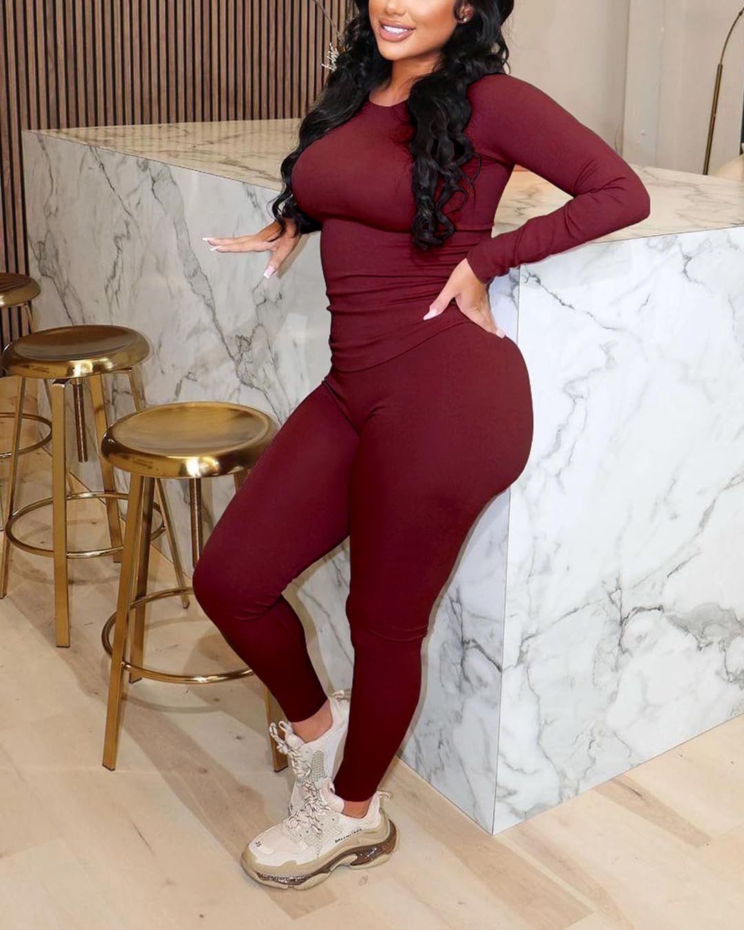 Chrome Heart Leggings - 2 Piece Tracksuit for Women - Long Sleeve Top & Jogger Leggings Workout Set