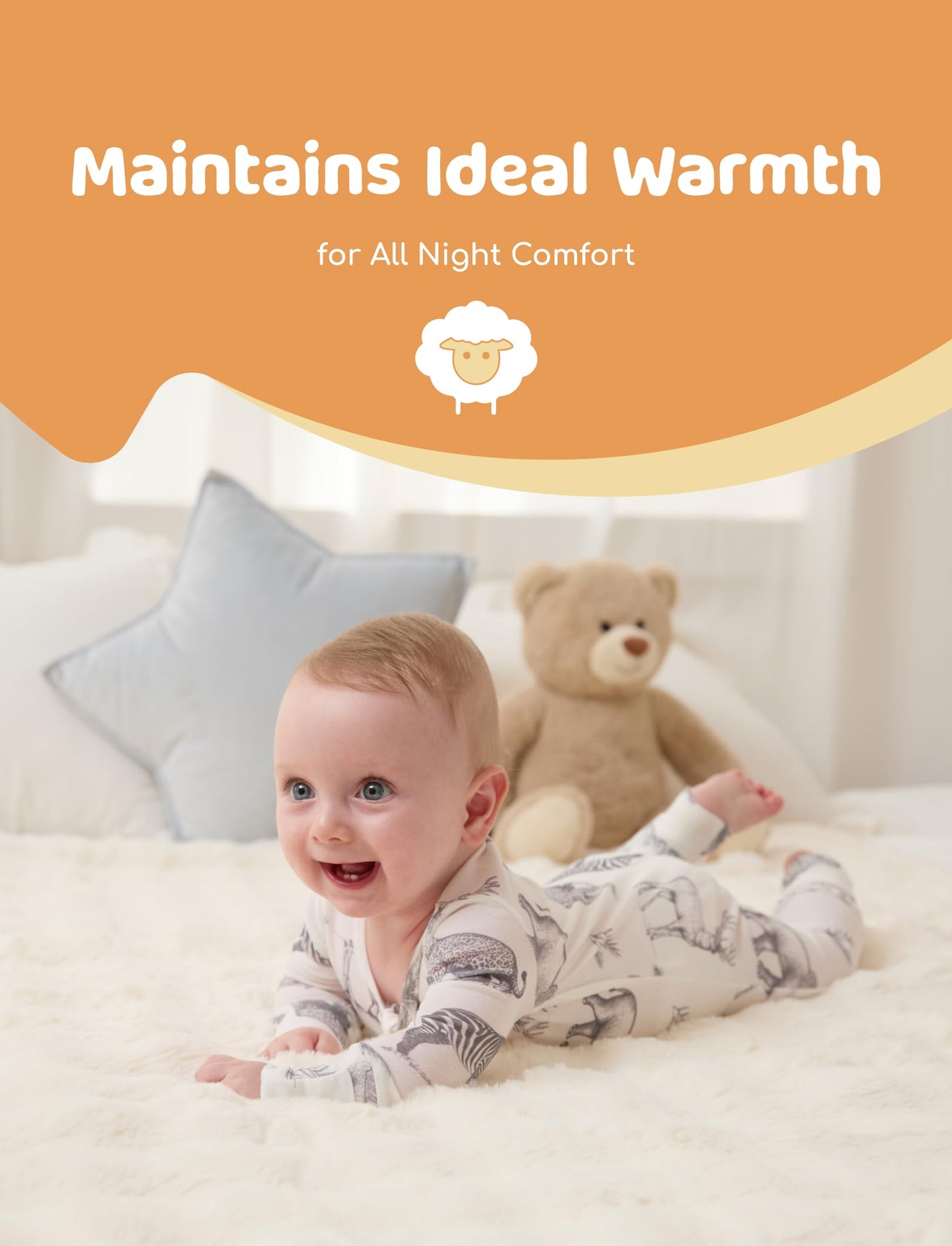 PATPAT Baby Footie Pajamas - Premium Tencel Lyocell & Wool Romper with 2-Way Zipper