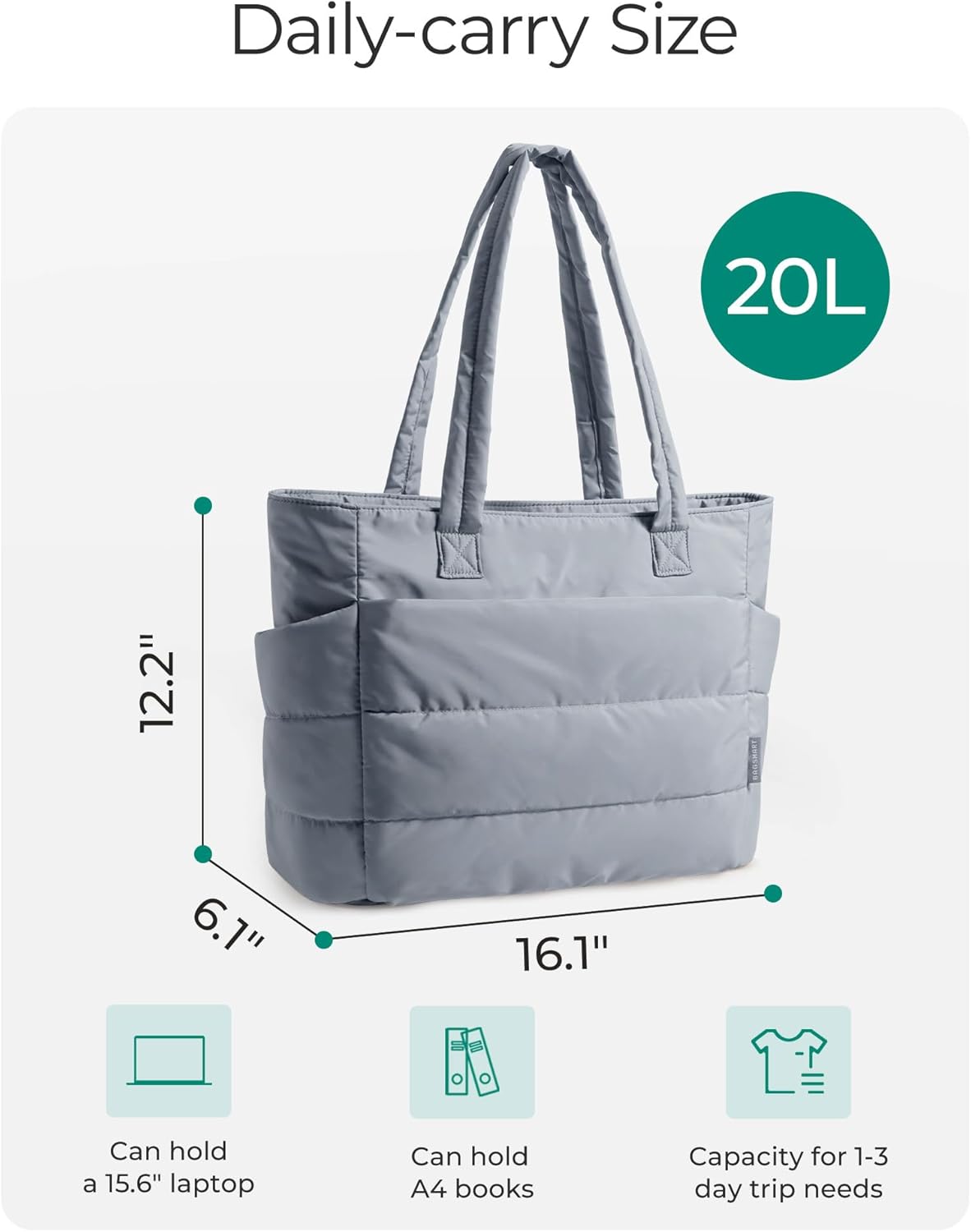 Women's Quilted Tote Bag Lightweight Puffy Shoulder Bag with Compartments