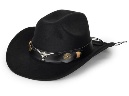 Women's Western Rhinestone Cowboy Hat - Bling Diamond Band Rodeo Fedora Medium Black Bull Band