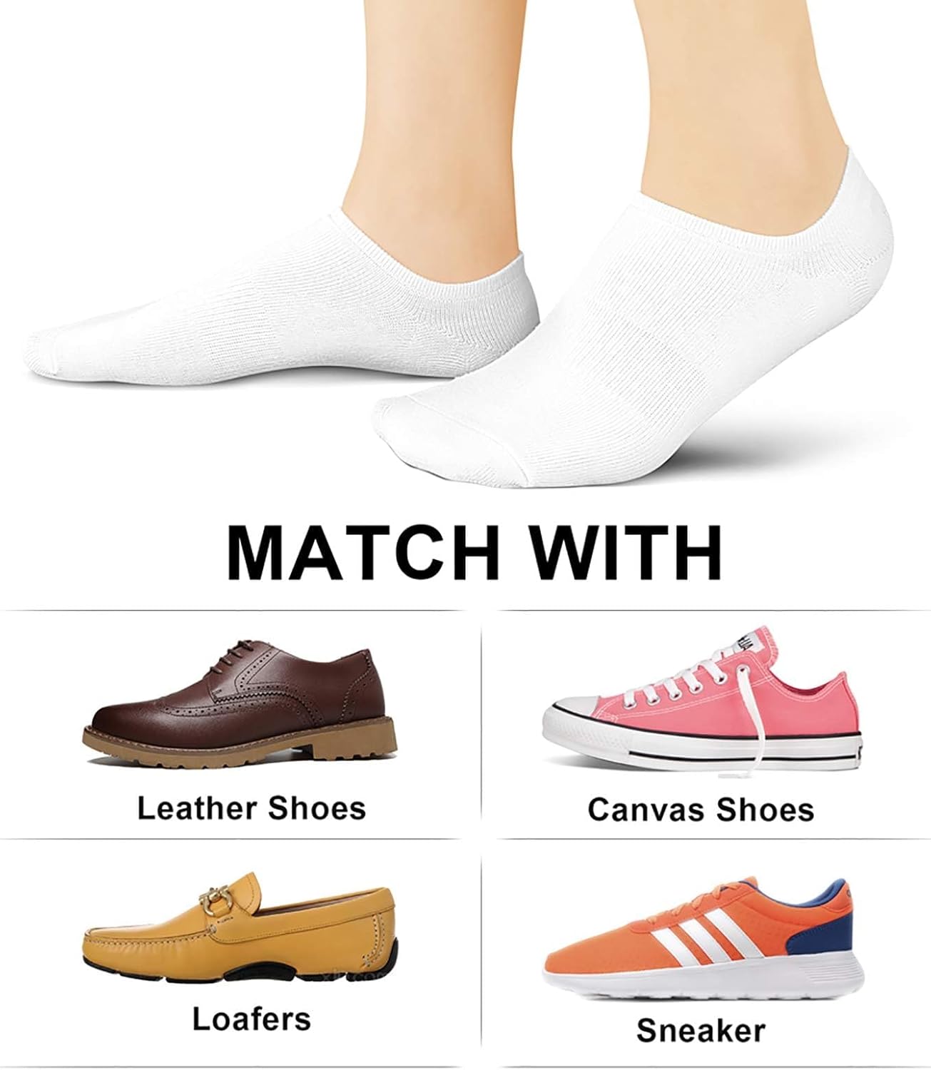 Women No Show Socks - Non Slip Low Cut Invisible Socks 4/8 Pairs