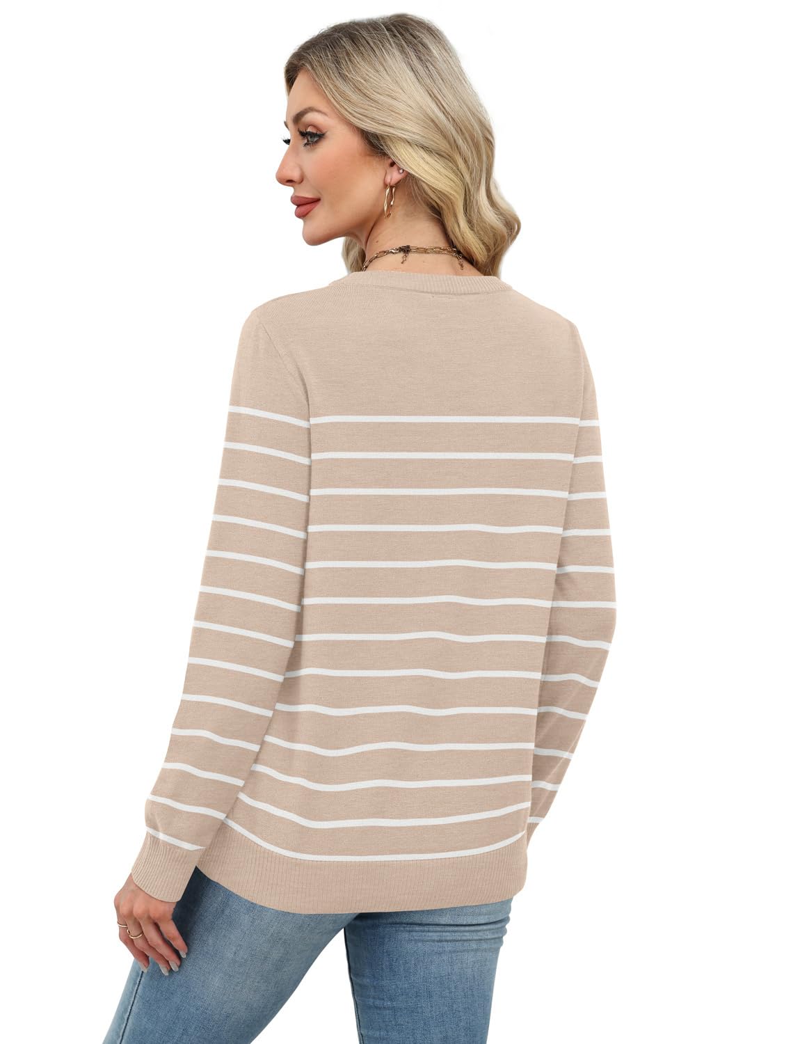 Women's Lightweight Sweaters - Long Sleeve Crewneck Pullover Tops