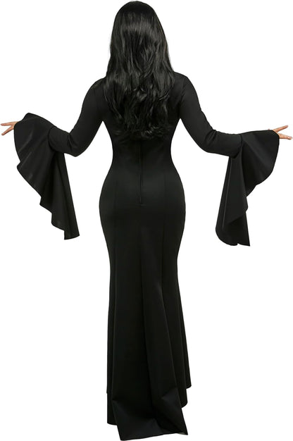 Morticia Addams Costume - Women's Wednesday TV Show Black Dress