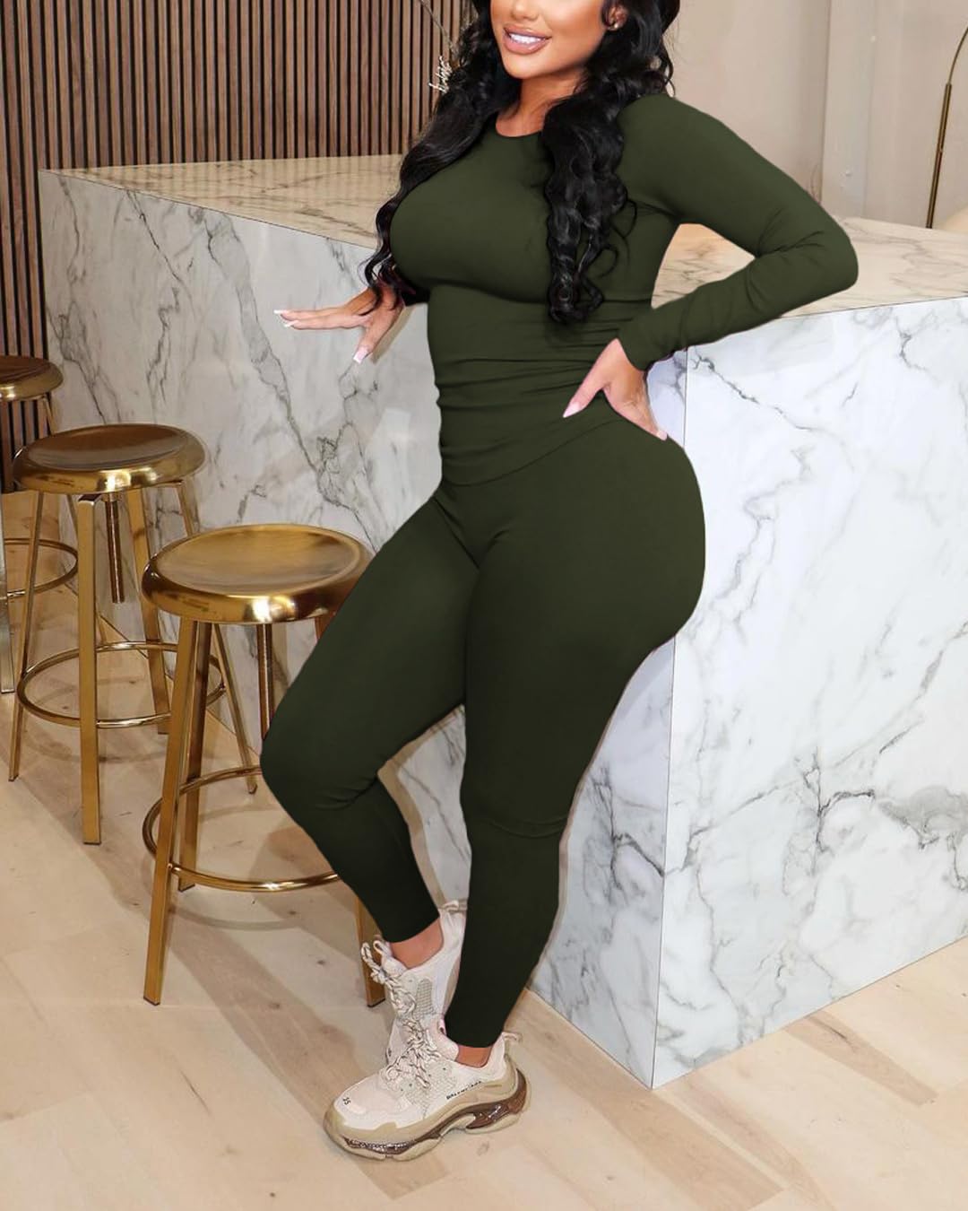 Chrome Heart Leggings - 2 Piece Tracksuit for Women - Long Sleeve Top & Jogger Leggings Workout Set