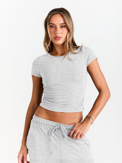 Women's 2 Piece Matching Sweatsuit Wide Leg Pants Crop Top Set