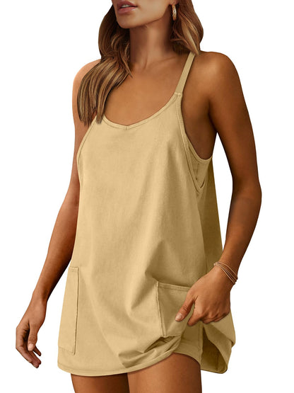 Athletic Dress Women Tennis Workout Sports Mini Romper with Built-in Shorts