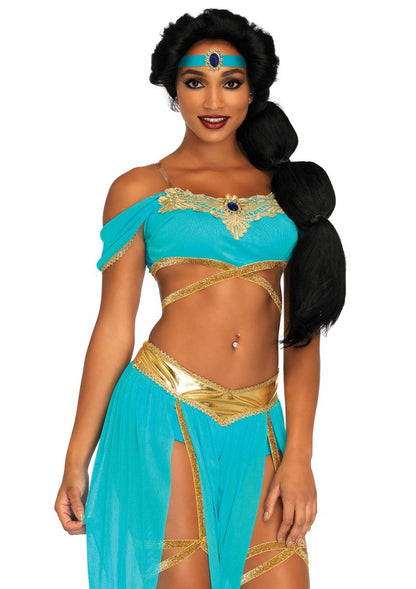 Women's Arabian Princess Costume - 4 Piece Oasis Outfit with Crop Top