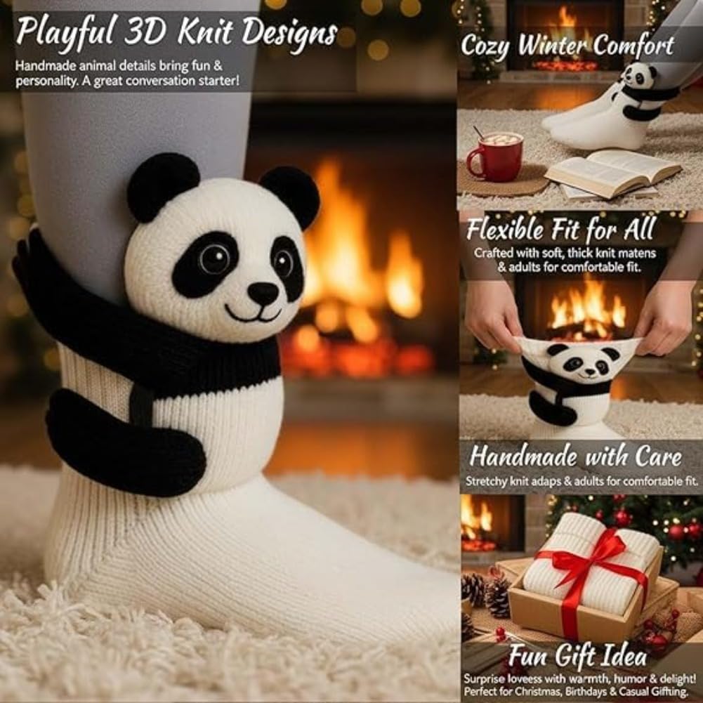 Cute Animal Socks for Women - Plush Long Stocking Socks with 3D Designs