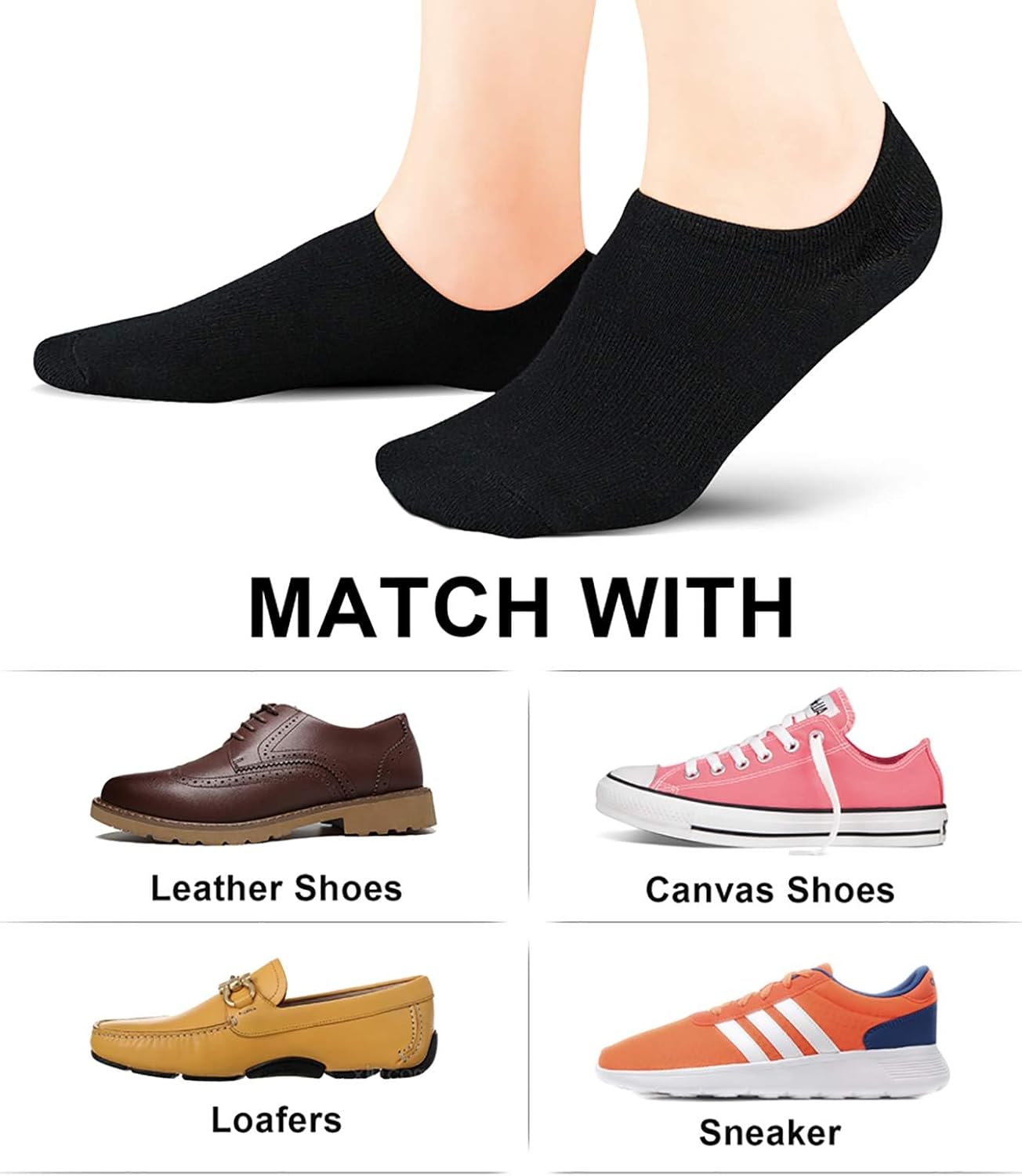 Women No Show Socks - Non Slip Low Cut Invisible Socks 4/8 Pairs