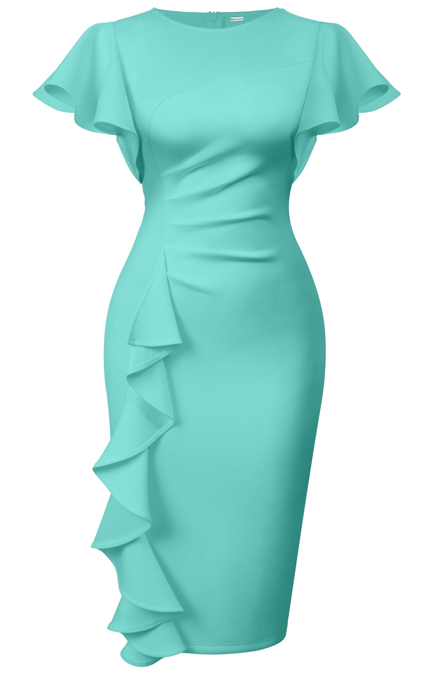 Cato Fashions Online - Women's Vintage Ruffle Sleeve Bodycon Midi Dress - Church Work Office Pencil Dress