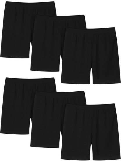 Girls Bike Shorts 6-Pack Under Dress Safety Shorts for Kids Toddlers Black