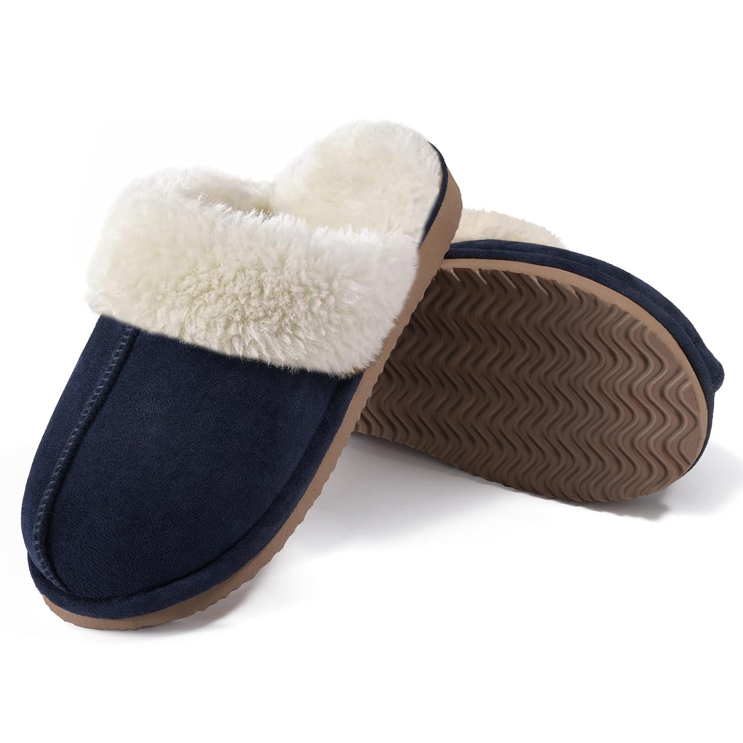 Fuzzy Memory Foam Slippers for Women - Fluffy Winter House Shoes Indoor Outdoor