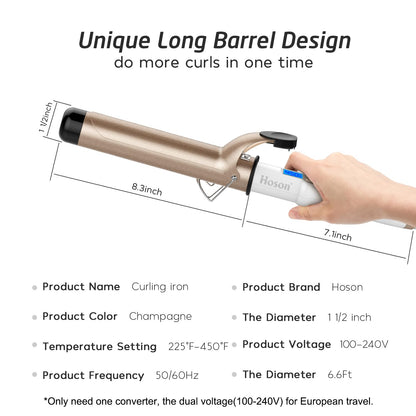 Professional Ceramic Tourmaline Curling Iron 3/4 Inch - Hair Curler with Heat Protection