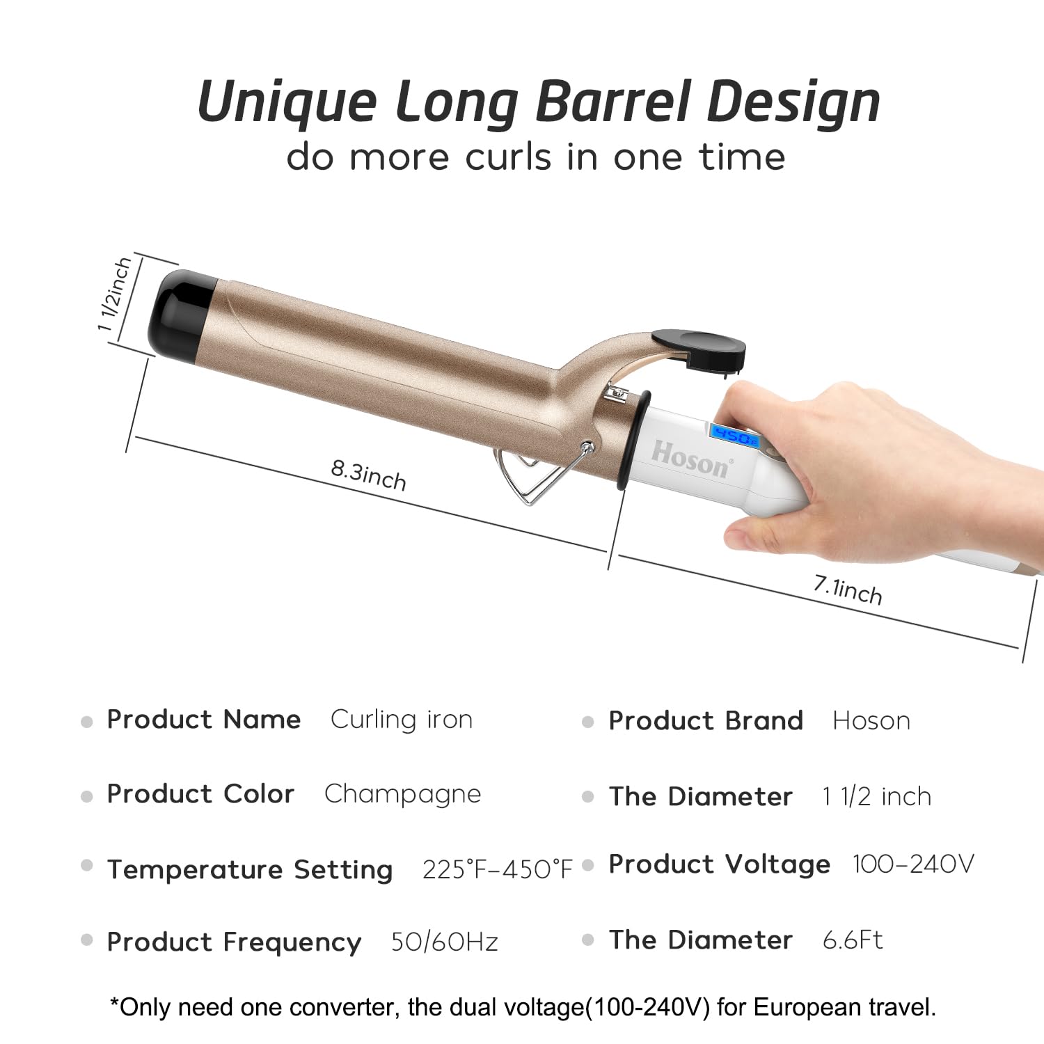 Professional Ceramic Tourmaline Curling Iron 3/4 Inch - Hair Curler with Heat Protection