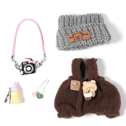 3 Piece Doll Clothes Set for 17cm Dolls - Handmade Crochet Outfit with Hat