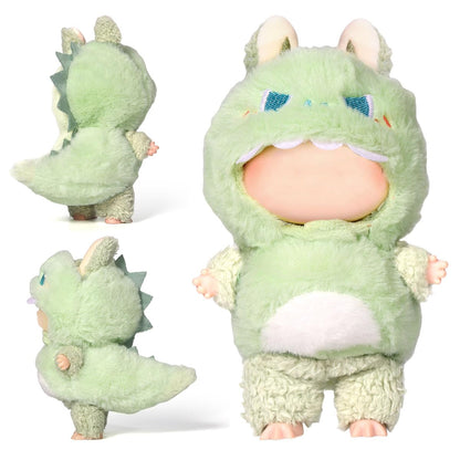 3 Piece Doll Clothes Set for 17cm Dolls - Handmade Crochet Outfit with Hat Dinosaur