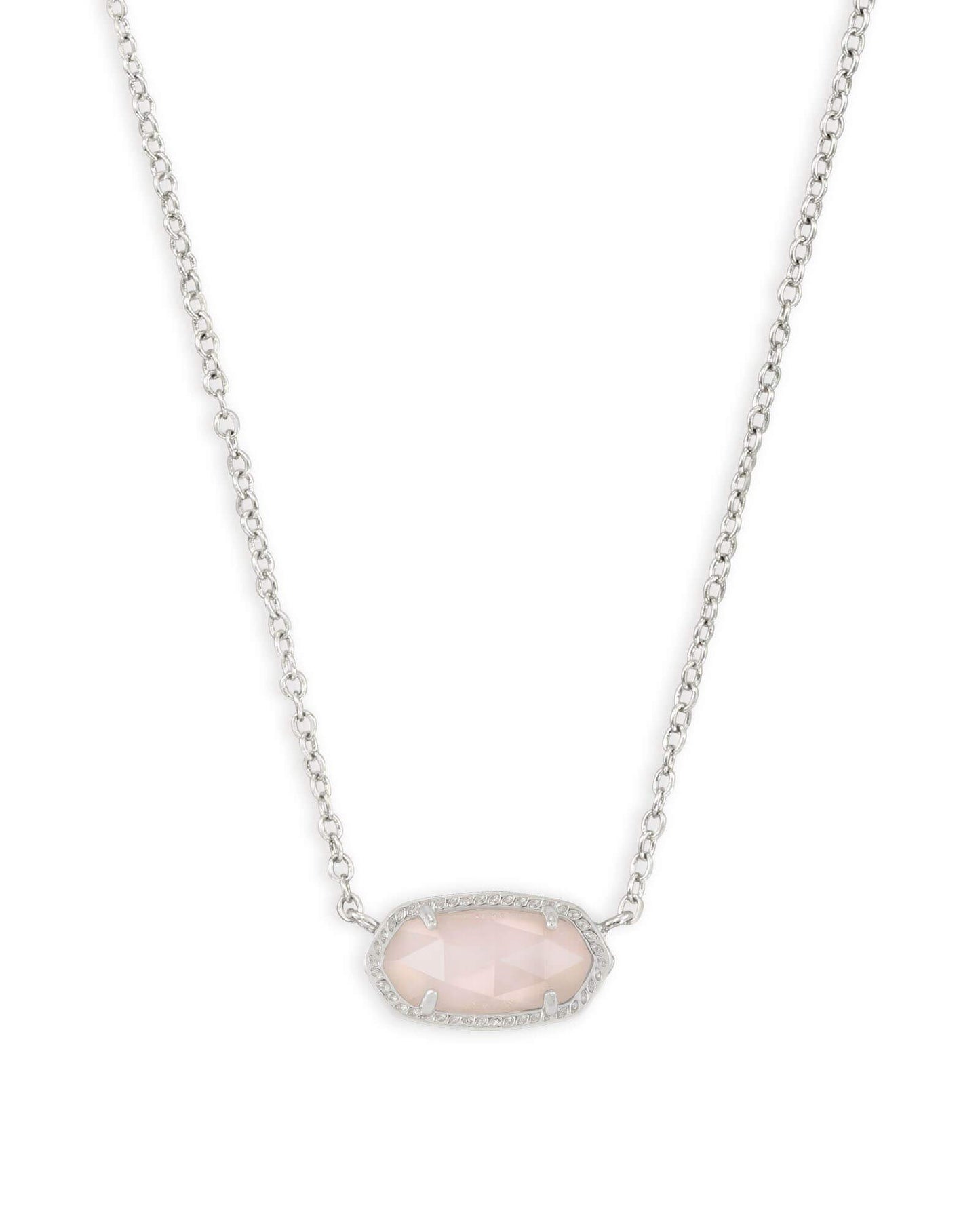 Kendra Scott Elisa Pendant Necklace - 14k Gold Plated Delicate Fashion Jewelry for Women RHODIUM - ROSE QUARTZ