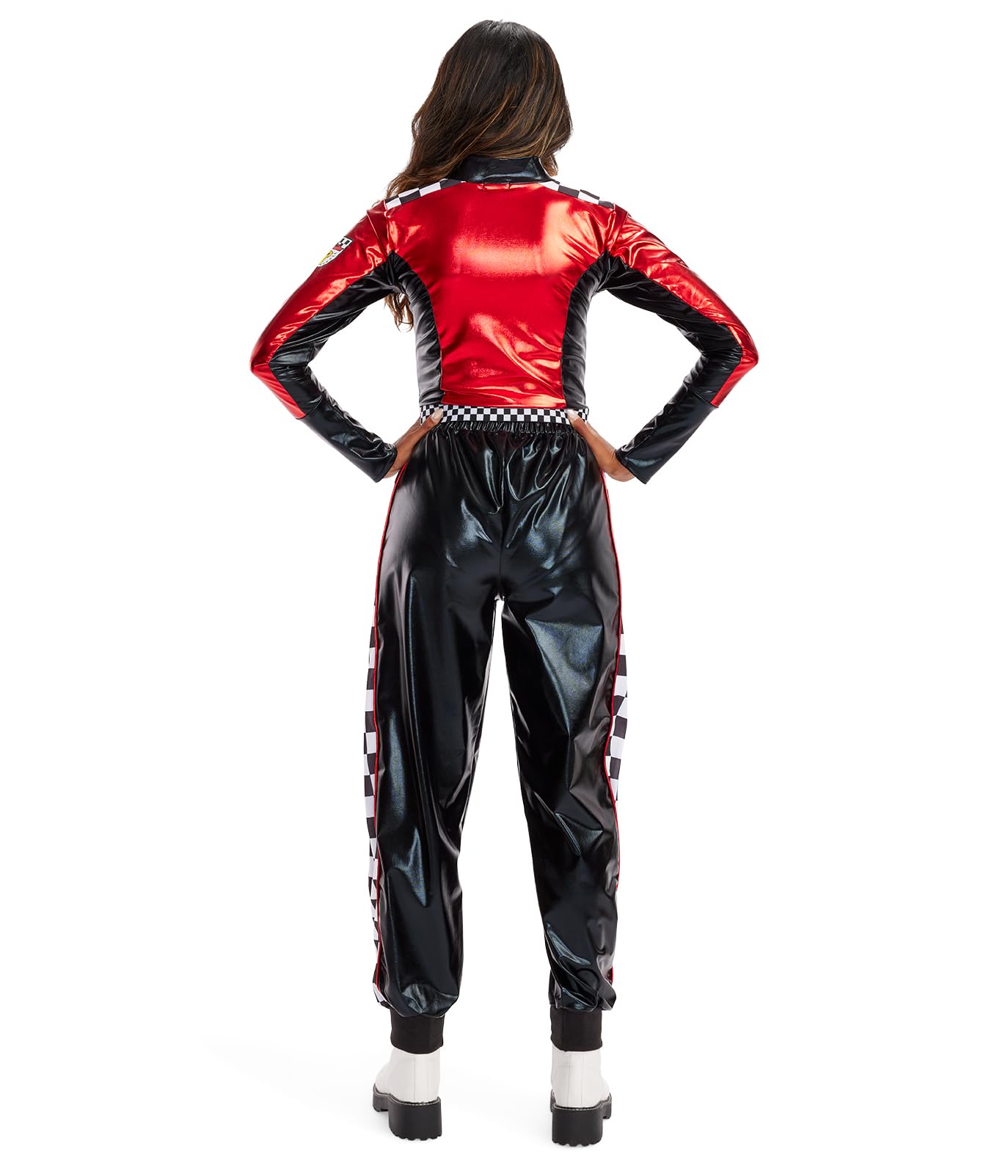 Women's Front Zip Halloween Bodysuit - Shiny Two Piece Astronaut Costume
