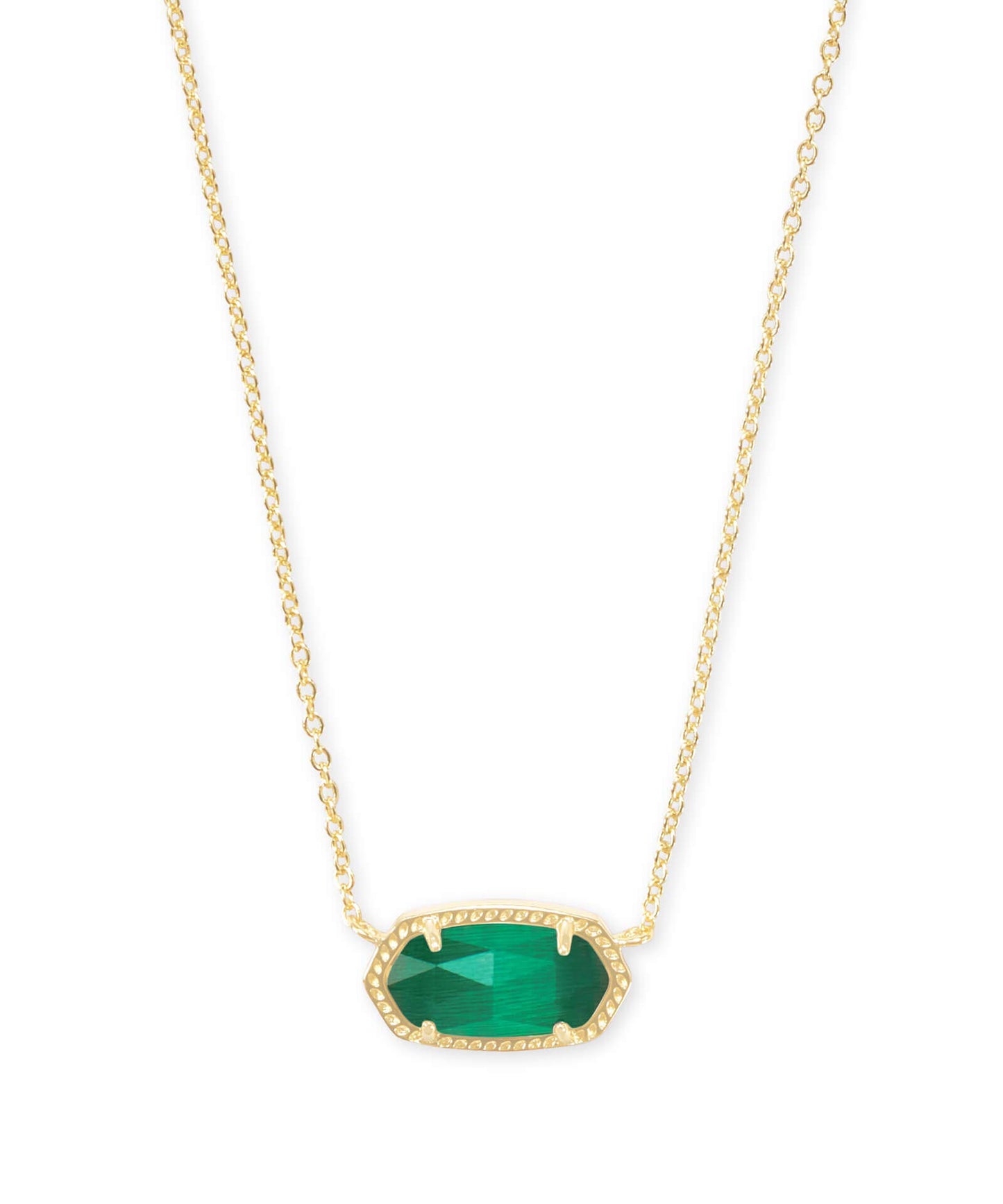 Kendra Scott Elisa Pendant Necklace - 14k Gold Plated Delicate Fashion Jewelry for Women GOLD - EMERALD CATS EYE
