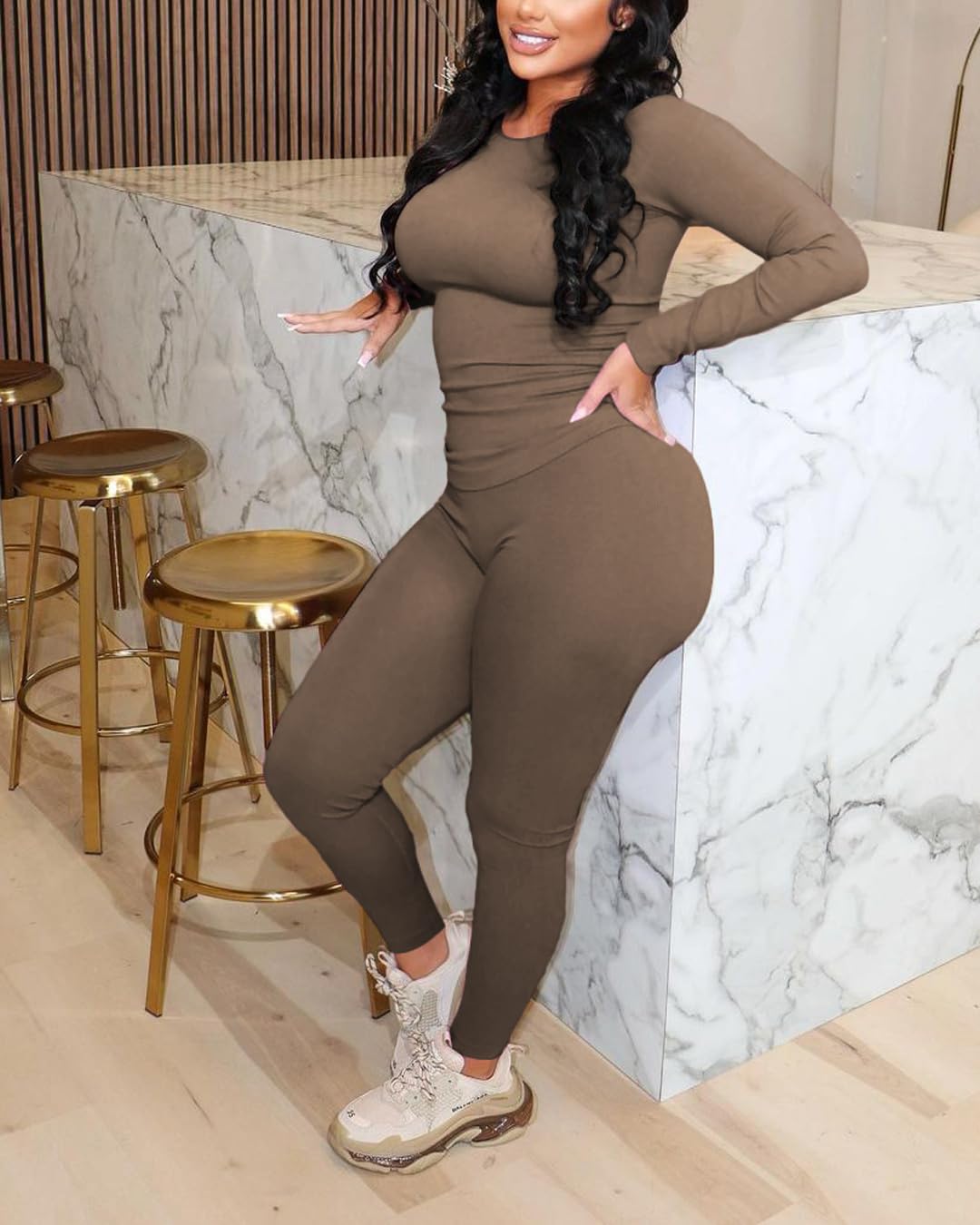 Chrome Heart Leggings - 2 Piece Tracksuit for Women - Long Sleeve Top & Jogger Leggings Workout Set