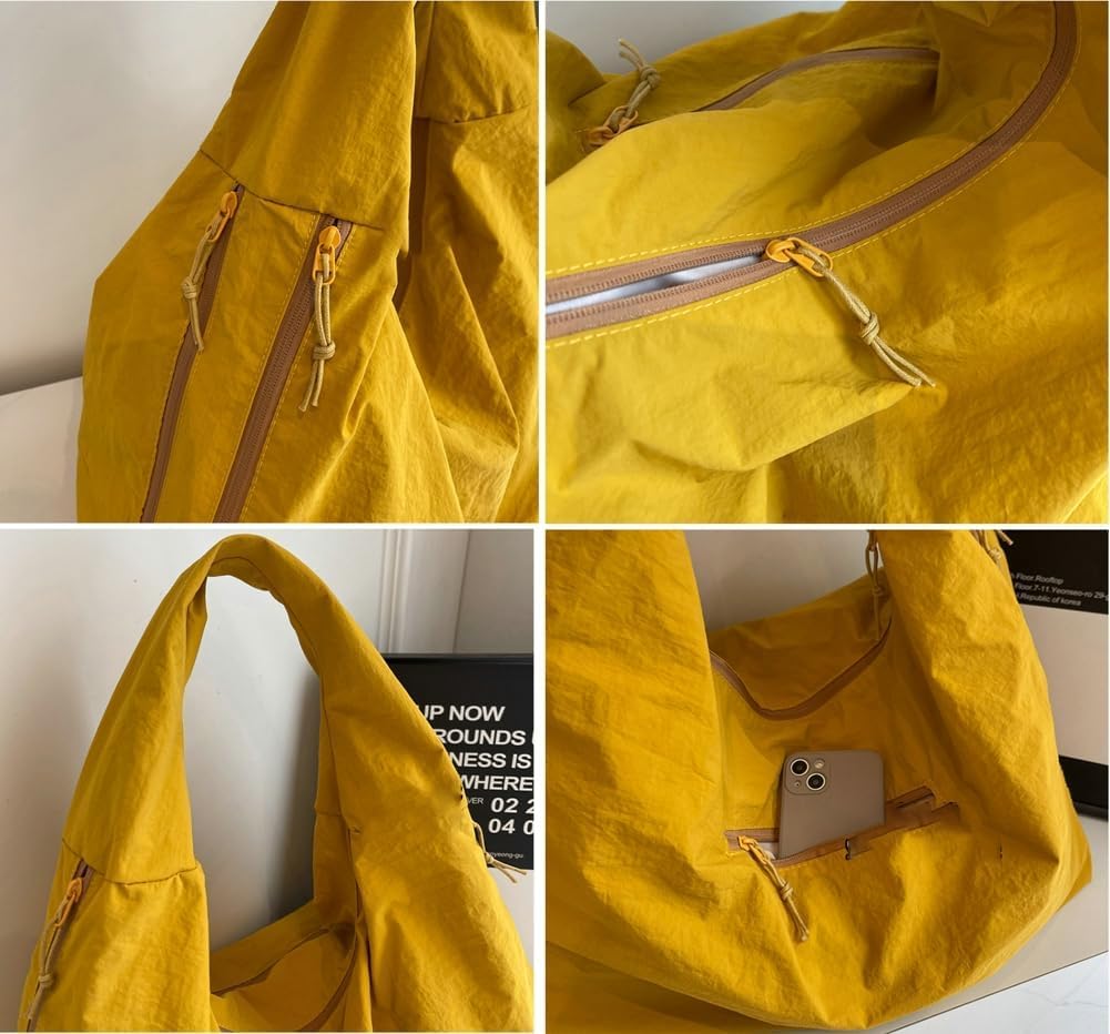 Women Slouchy Hobo Bag - Large Nylon Shoulder Crossbody Tote Handbag