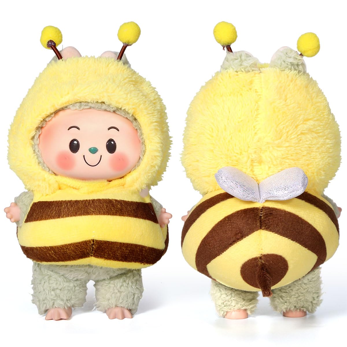 3 Piece Doll Clothes Set for 17cm Dolls - Handmade Crochet Outfit with Hat Bee