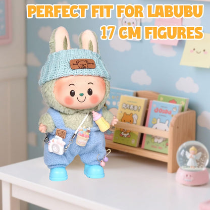 3 Piece Doll Clothes Set for 17cm Dolls - Handmade Crochet Outfit with Hat