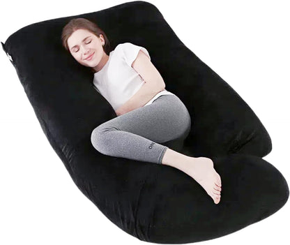 Full Body Pregnancy Pillow 57 Inch Maternity Support Pillow Velvet Coal-black