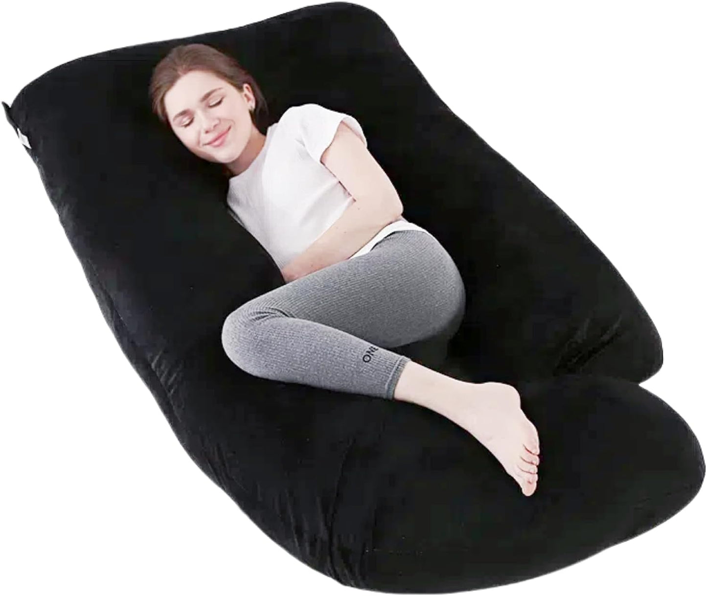Full Body Pregnancy Pillow 57 Inch Maternity Support Pillow Velvet Coal-black