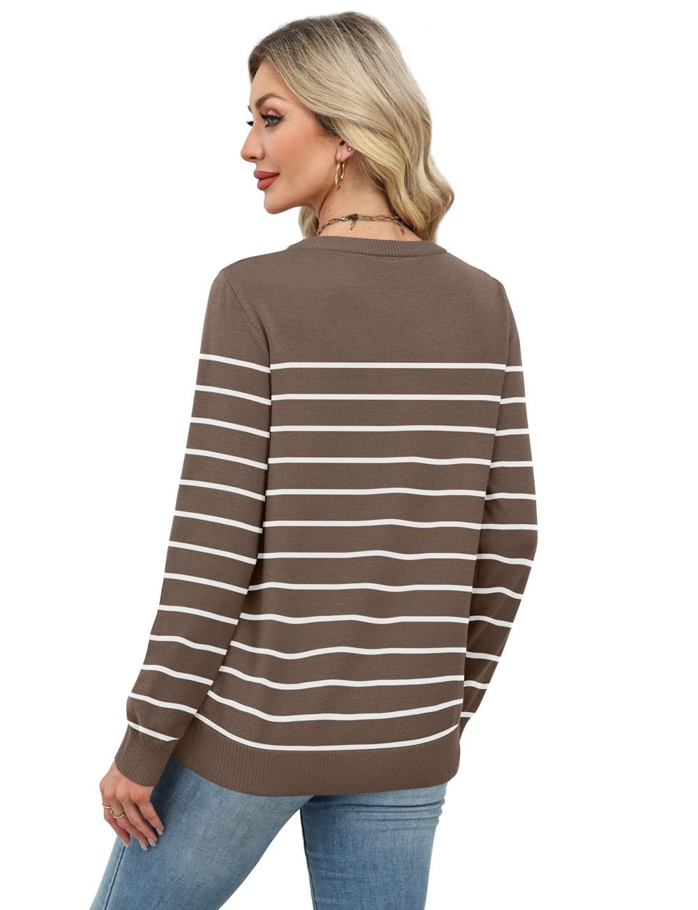 Women's Lightweight Sweaters - Long Sleeve Crewneck Pullover Tops