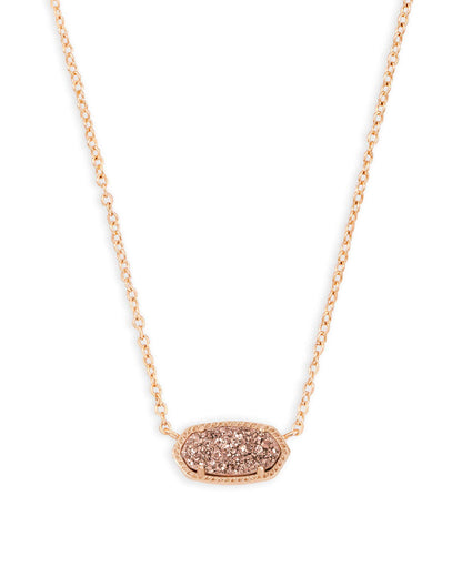 Kendra Scott Elisa Pendant Necklace - 14k Gold Plated Delicate Fashion Jewelry for Women ROSE GOLD - ROSE GOLD DRUSY
