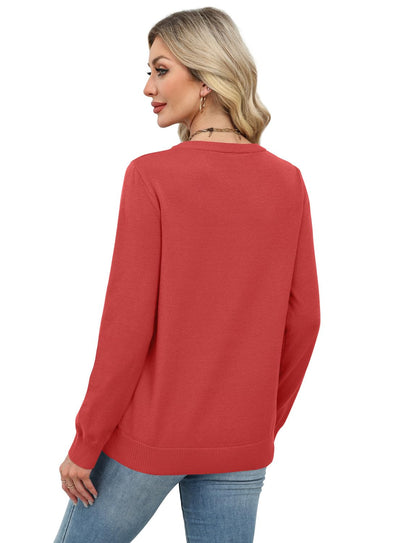 Women's Lightweight Sweaters - Long Sleeve Crewneck Pullover Tops