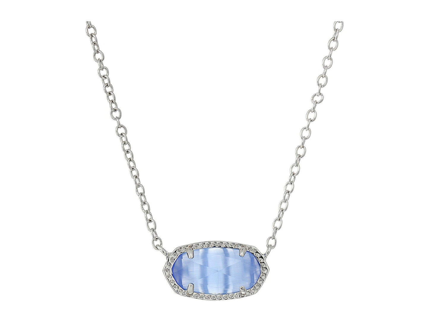 Kendra Scott Elisa Pendant Necklace - 14k Gold Plated Delicate Fashion Jewelry for Women RHODIUM - PERIWINKLE CATS EYE