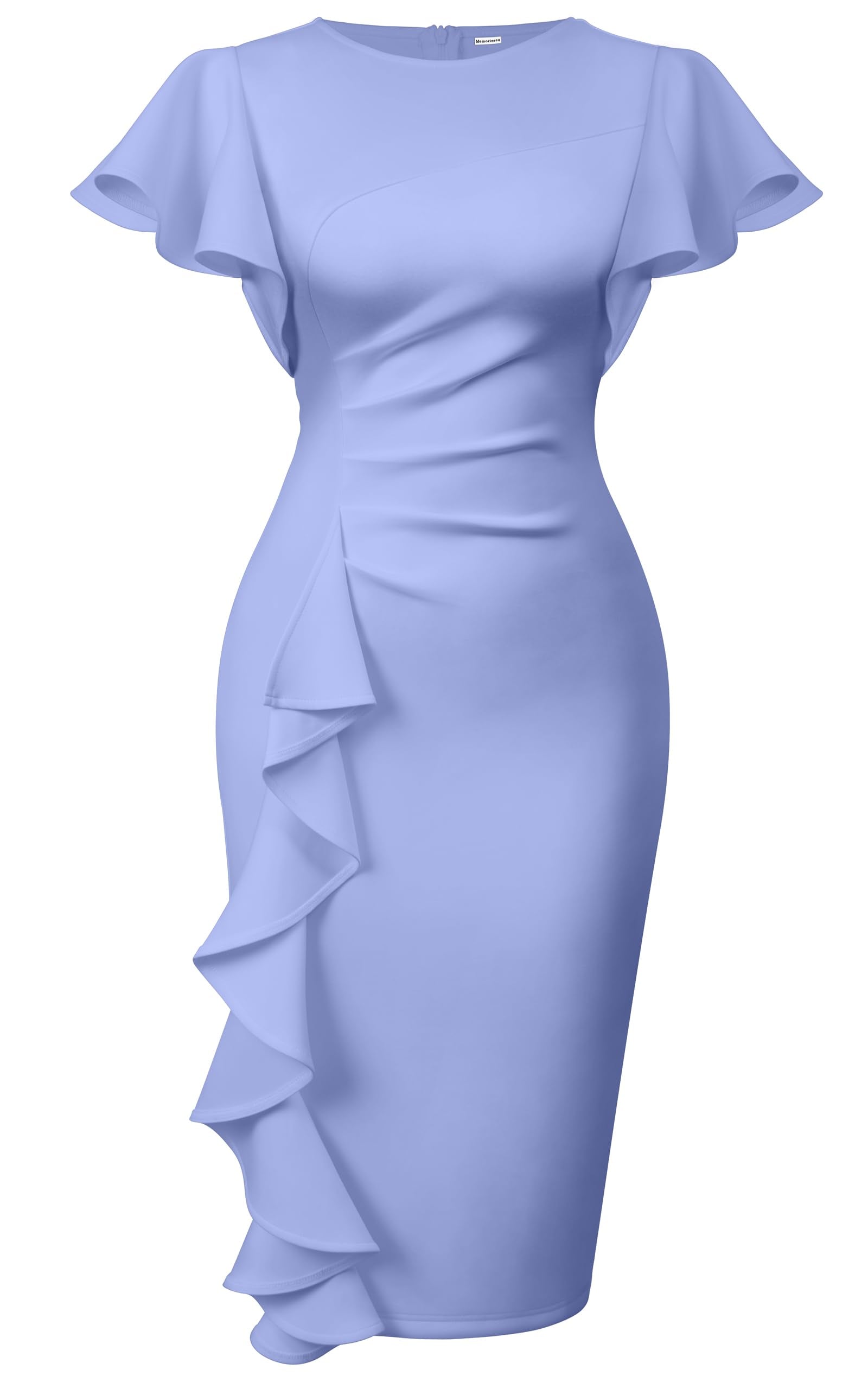 Cato Fashions Online - Women's Vintage Ruffle Sleeve Bodycon Midi Dress - Church Work Office Pencil Dress